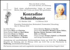 Traueranzeige Konradine Schmidbauer