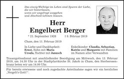 Traueranzeige Engelbert Berger