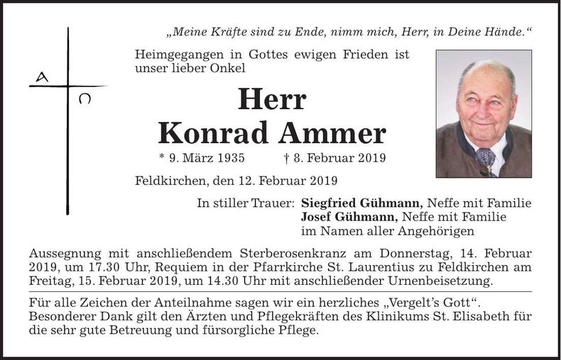 Traueranzeige Konrad Ammer