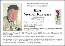 Traueranzeige Werner Kursawe