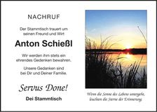 Traueranzeige Anton Schießl