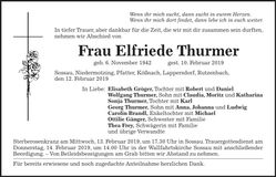 Traueranzeige Elfriede Thurmer