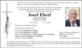 Traueranzeige Josef Eberl