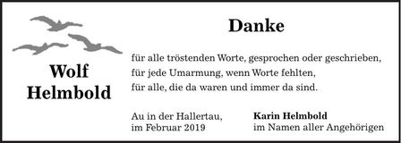 Traueranzeige Wolf Hembold