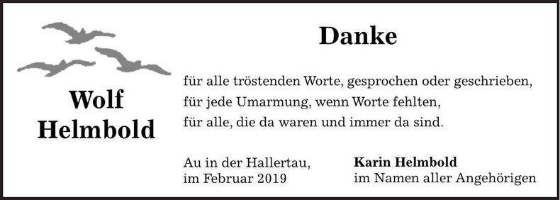 Traueranzeige Wolf Hembold