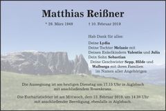 Traueranzeige Matthias Reißner