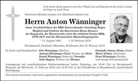 Traueranzeige Anton Wänninger