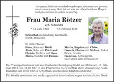 Traueranzeige Maria Rötzer