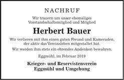 Traueranzeige Herbert Bauer