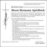 Traueranzeige Hermann Apfelböck