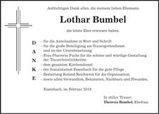 Traueranzeige Lothar Bumbel