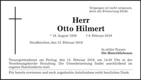 Traueranzeige Otto Hilmert
