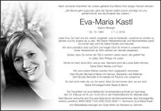Traueranzeige Eva-Maria Kastl