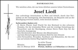 Traueranzeige Josef Liedl