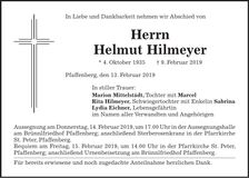 Traueranzeige Helmut Hilmeyer