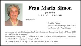 Traueranzeige Maria Simon