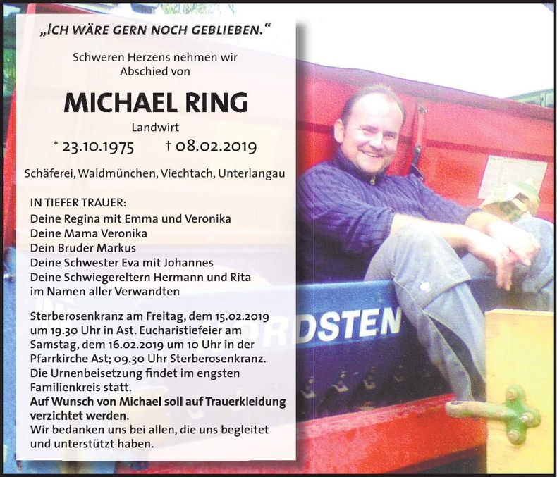 Traueranzeige Michael Ring