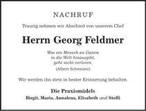 Traueranzeige Georg Feldmer