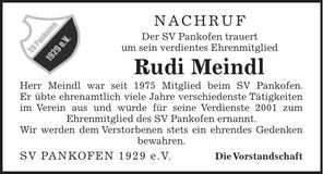 Traueranzeige Rudi Meindl