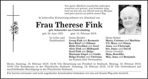 Traueranzeige Therese Fink