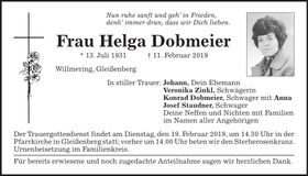 Traueranzeige Helga Dobmeier
