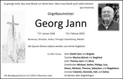 Traueranzeige Georg Jann