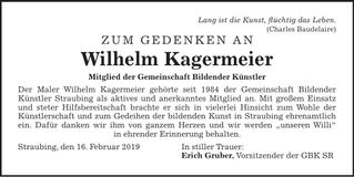 Traueranzeige Wilhem Kagermeier