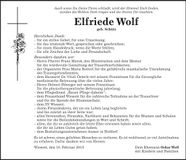 Traueranzeige Elfriede Wolf