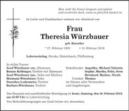 Traueranzeige Theresia Würzbauer