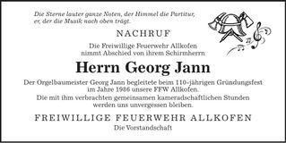 Traueranzeige Georg Jann