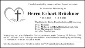 Traueranzeige Erhart Brückner