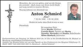 Traueranzeige Anton Schmied
