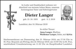 Traueranzeige Dieter Langer