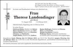 Traueranzeige Therese Landendinger