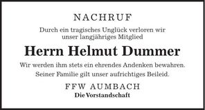 Traueranzeige Helmut Dummer