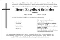 Traueranzeige Engelbert Selmeier