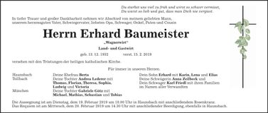 Traueranzeige Erhard Baumeister
