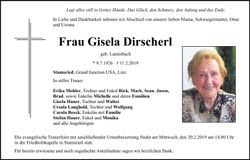 Traueranzeige Gisela Dirscherl