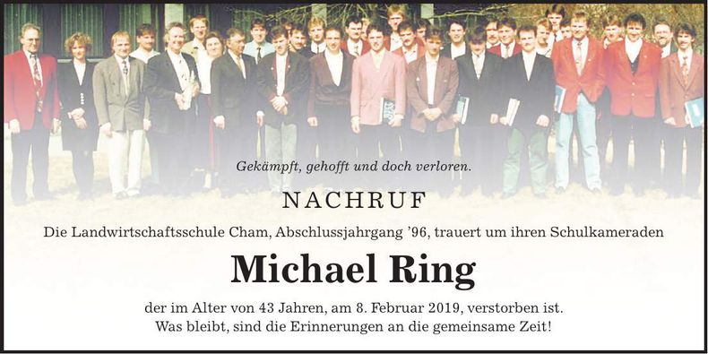 Traueranzeige Michael Ring