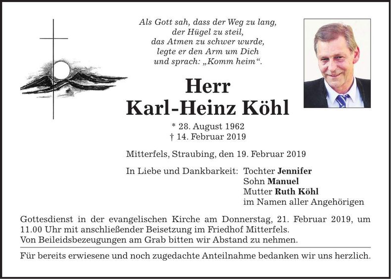 Traueranzeige Karl-Heinz Köhl
