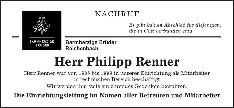 Traueranzeige Philipp Renner