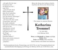 Traueranzeige Katharina Tremmel