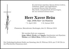 Traueranzeige Xaver Bräu