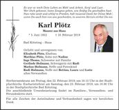 Traueranzeige Karl Plötz