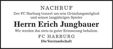 Traueranzeige Erich Jungbauer