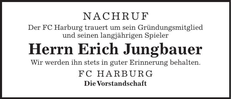 Traueranzeige Erich Jungbauer