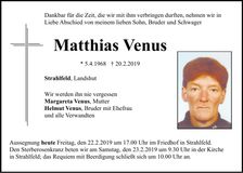 Traueranzeige Matthias Venus