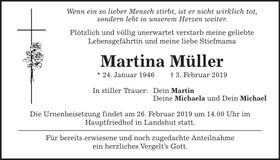 Traueranzeige Martina Müller