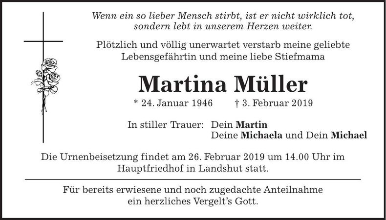 Traueranzeige Martina Müller