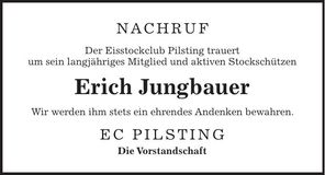 Traueranzeige Erich Jungbauer